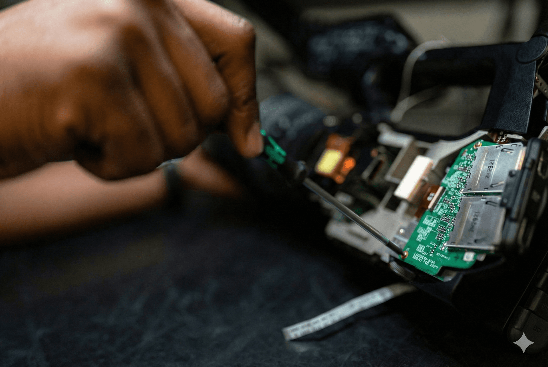 Technician inspecting electrical control systems